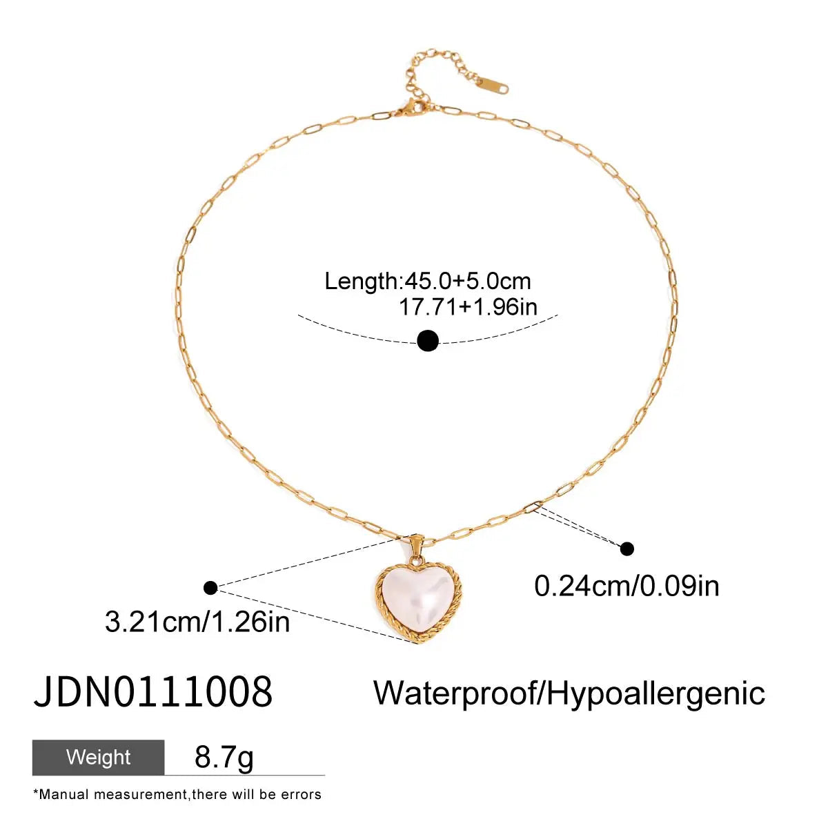 Retro 18K Gold Plated Heart & Pearl Pendant Necklace