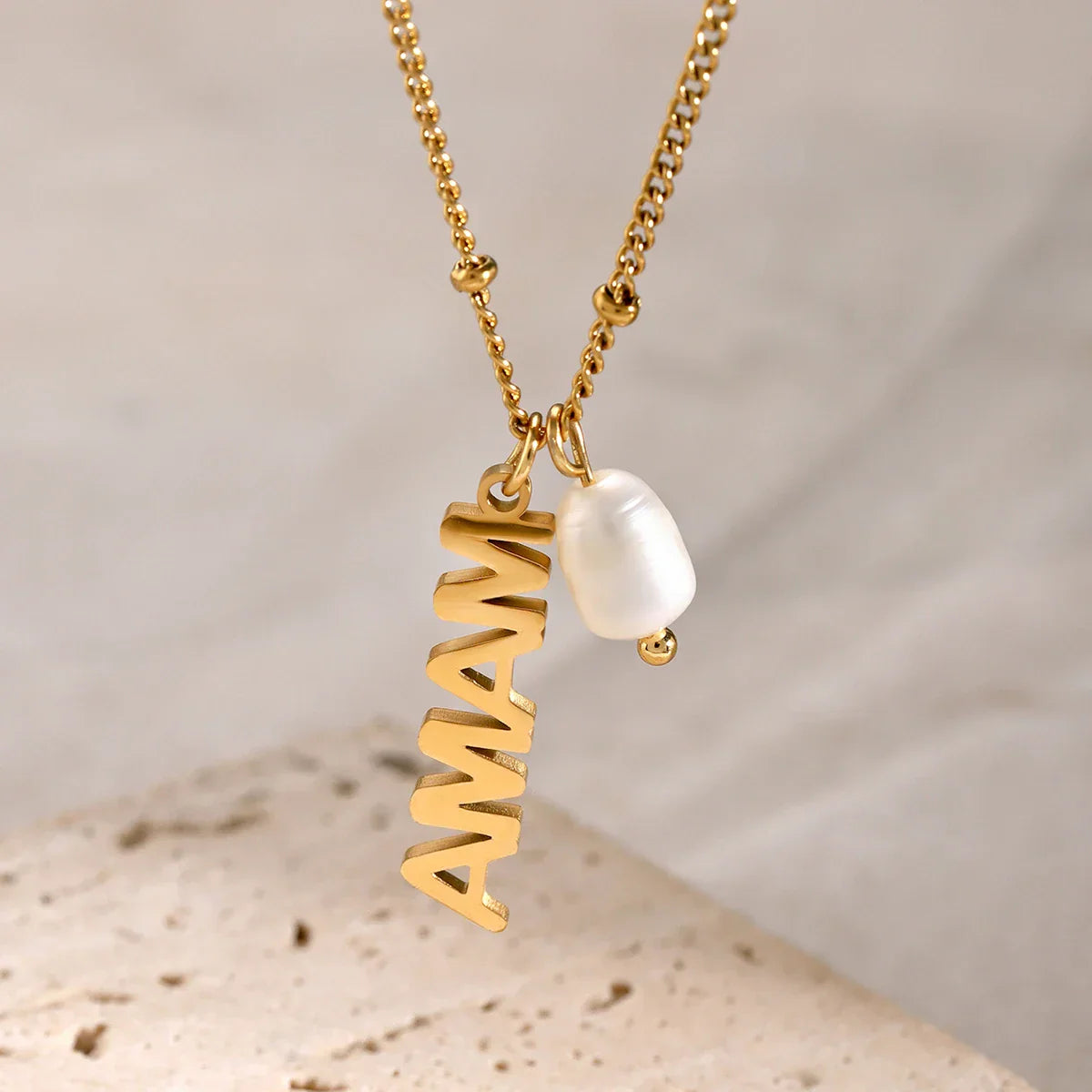 MAMA Letter Pearl Pendant